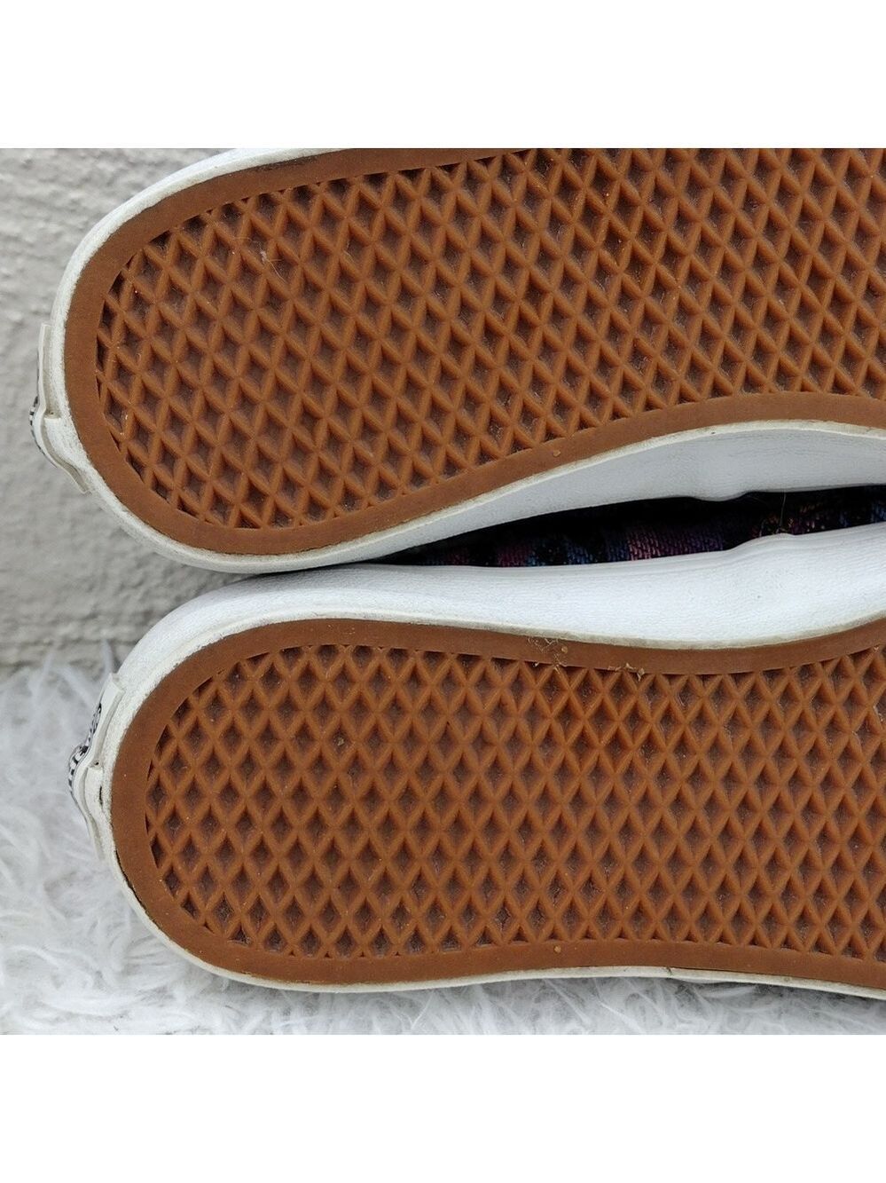 Vans Off The Wall Purple Geometric Fabric Upper Lace Less Low Top Sneaker Shoe - Picture 9 of 16